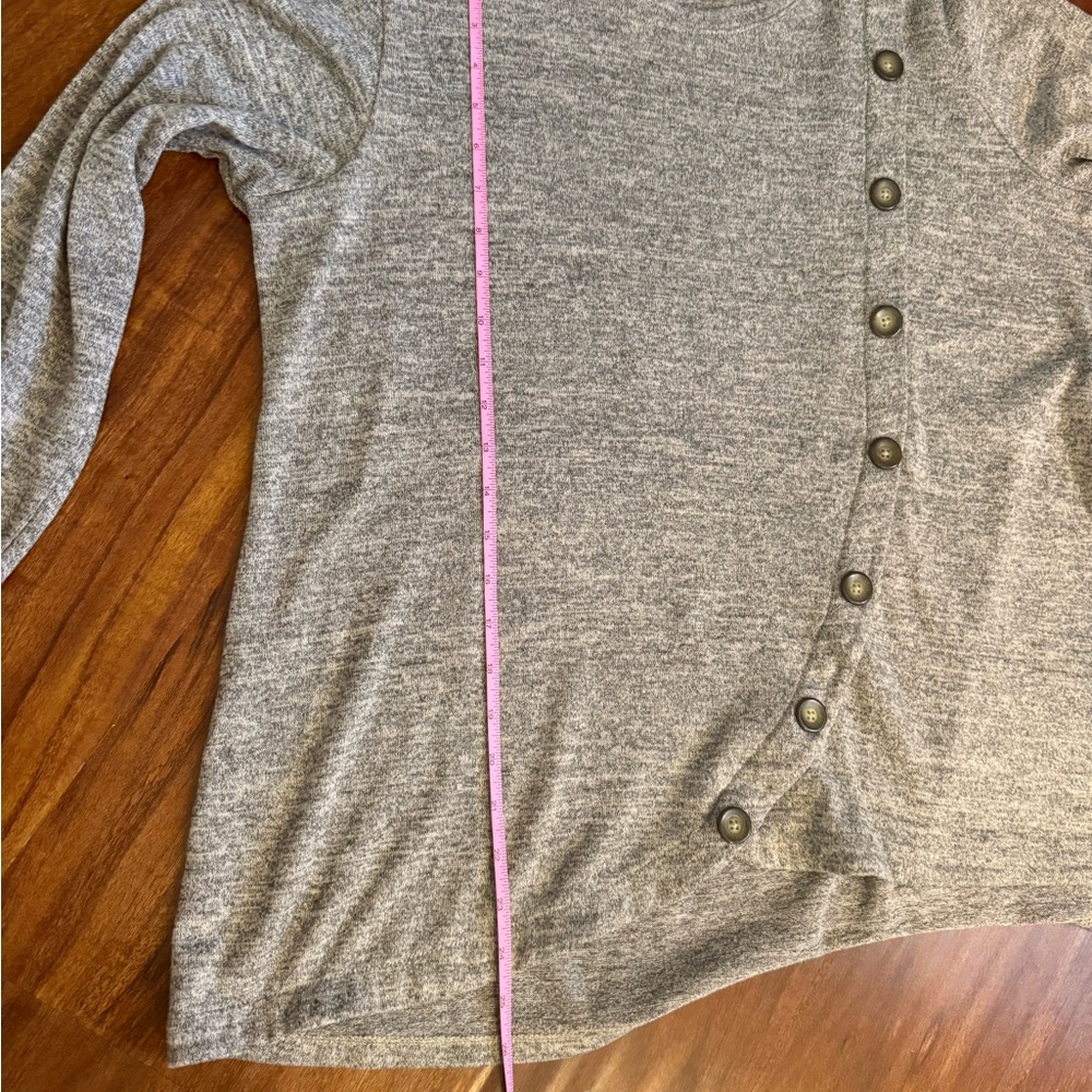 Gray Button-Accent Women's Top - Picture 5 of 8